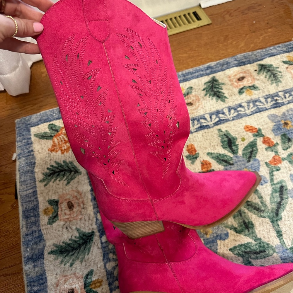 Never worn - Vici Fuchsia Pink Suede Heeled Cowboy Boots - Picture 6 of 6